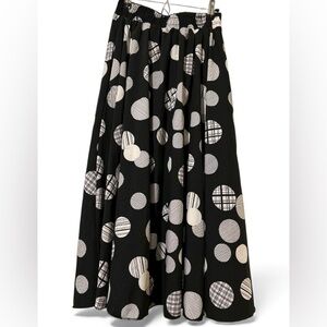 Elegant Black and White Polka Dot A-Line Skirt